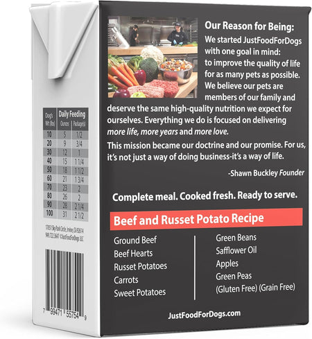 Pantry Fresh Wet Dog Food, Complete Meal or Dog Food Topper, Beef & Russet Potato Human Grade Dog Food Recipe - 12.5 Oz (Pack of 6)