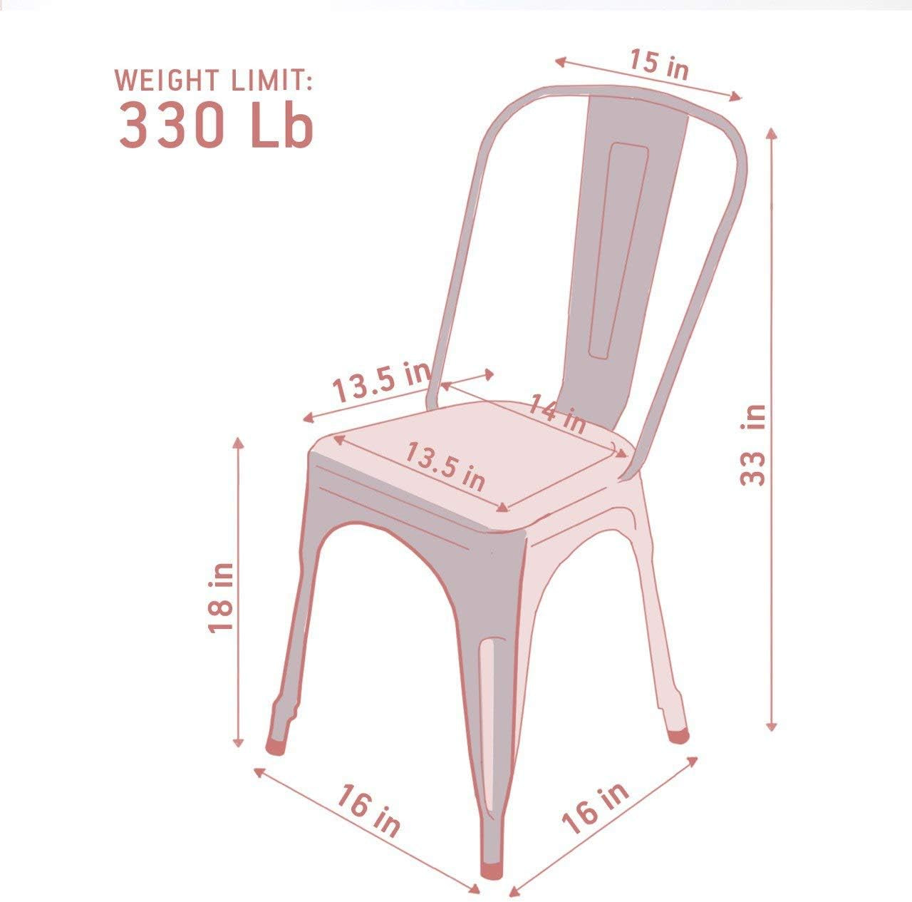 Metal Dining Chairs, Indoor/Outdoor and Stackable, Set of 4 (Bronze with Wooden Seat)