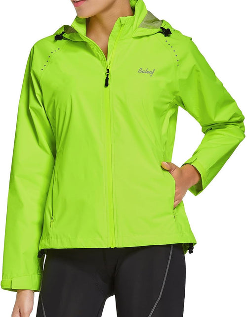Load image into Gallery viewer, Women'S Running Rain Jackets Cycling Windbreaker Waterproof Reflective Windproof Spring Coat Golf Hiking Hooded
