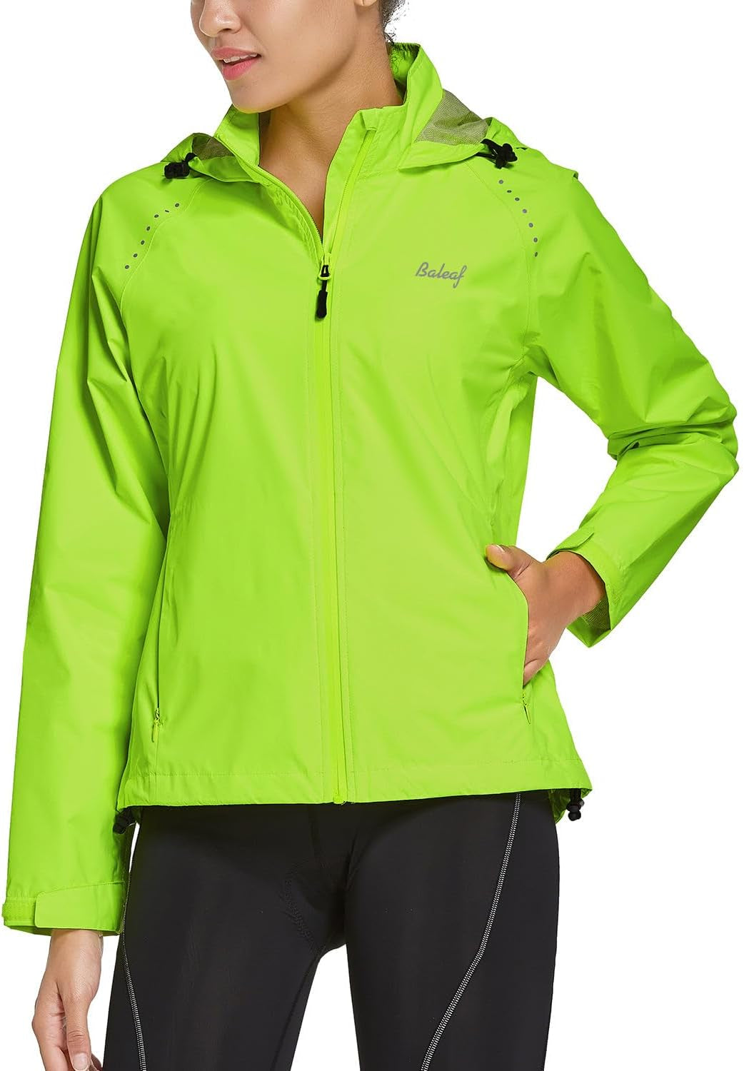 Women'S Running Rain Jackets Cycling Windbreaker Waterproof Reflective Windproof Spring Coat Golf Hiking Hooded