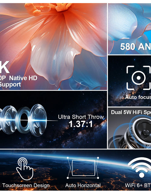 Load image into Gallery viewer, Auto Focus Smart Projector Android11 4K 580ANSI Full Wifi6 BT5.0 Allwinner H713 Voice Control Home Cinema Theater HY350
