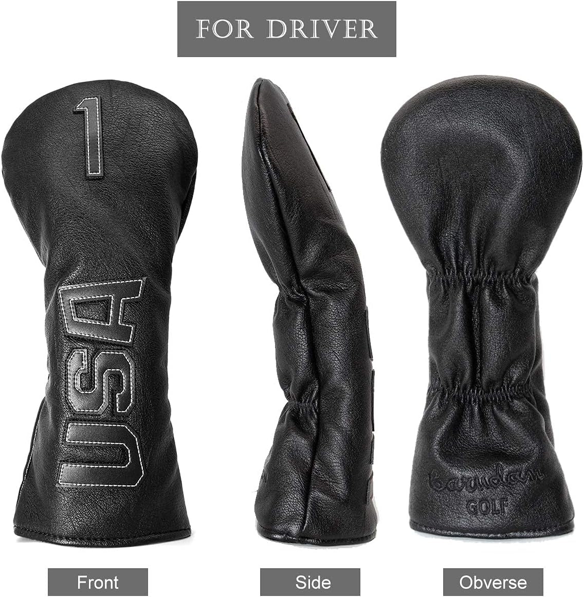 Golf Club Head Covers,Golf Headcovers Leather Golf Wood Covers for Divers Fairway Woods Hybrids(Ut) with Number Tag 3 5 7 X,Golf Iron Covers for Men Women